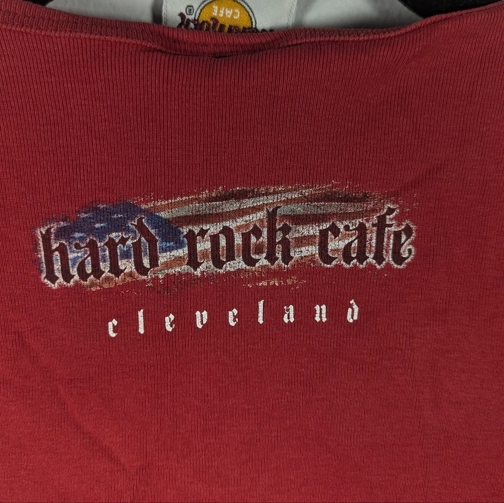 Vintage Hard Rock Cafe Cleveland Biker Cutoff Tank Top Approximate Size Small - Picture 4 of 5